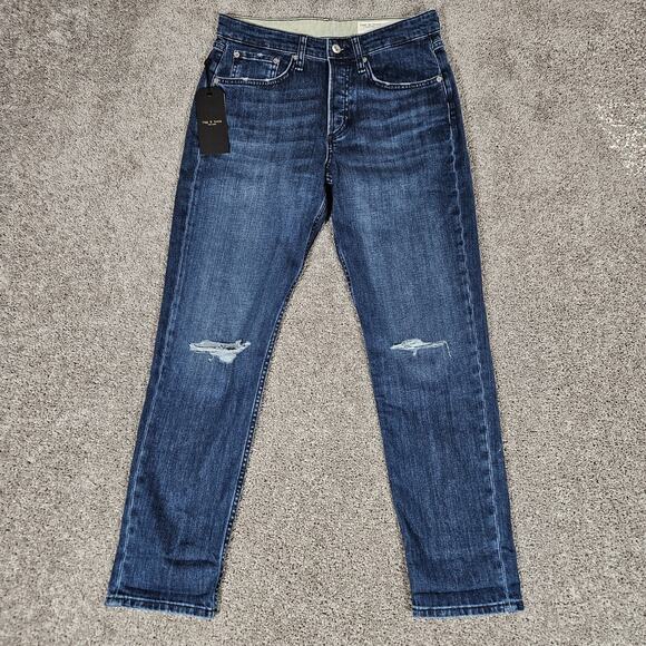 Rag & Bone Jeans Womens 26 30X29 Blue Rosa Mid Rise Boyfriend Emory Distressed - Picture 1 of 14